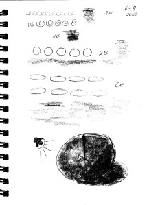 My first sketchbook page was filled with little drawing exercises.
